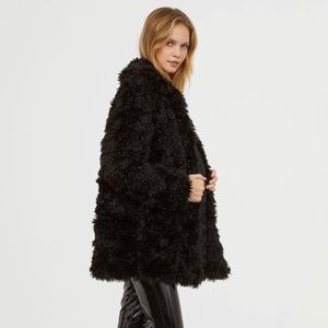 New with tags H&M black faux fur coat
